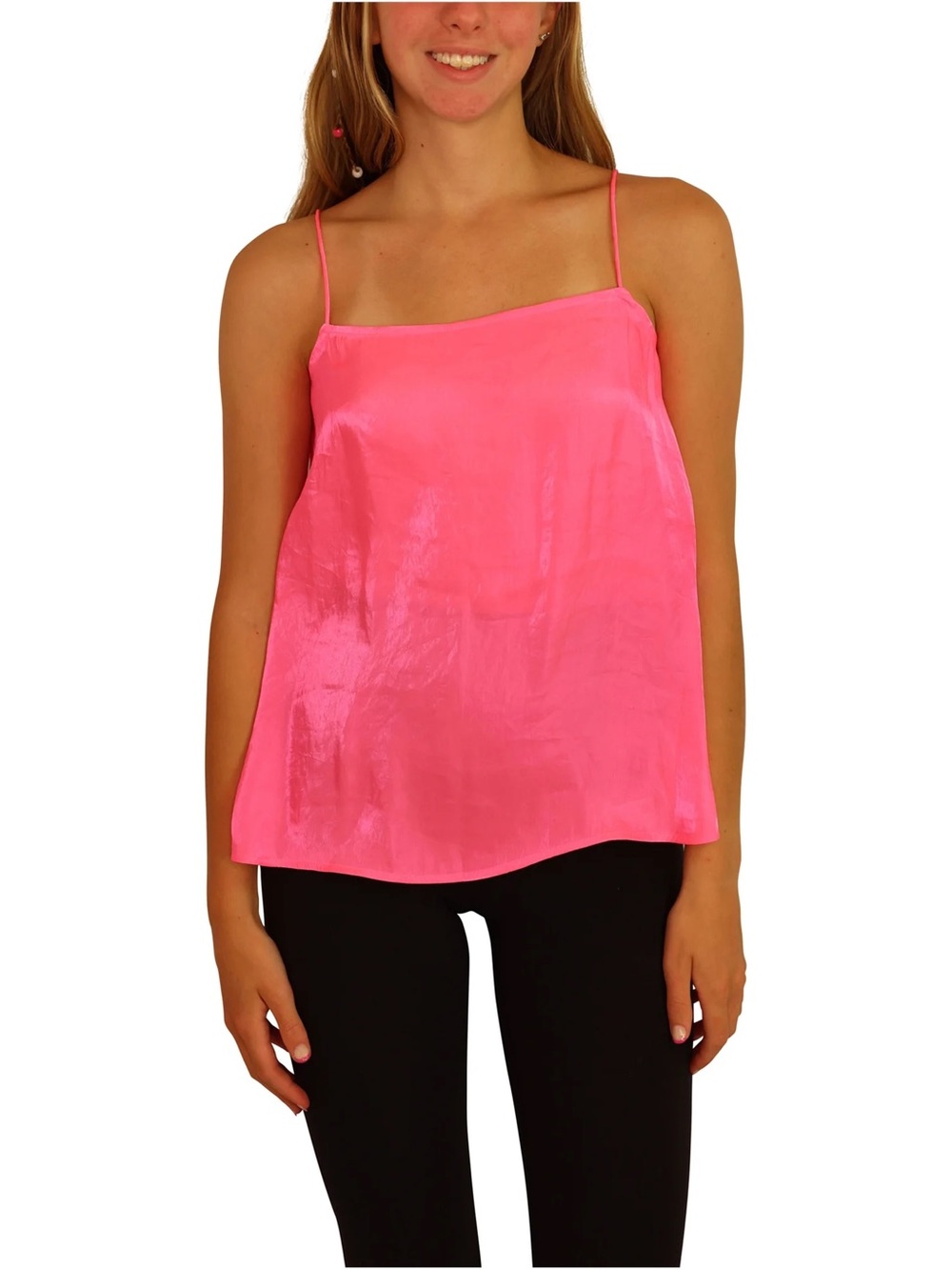 Guess Bright Pink Silk Spaghetti-Strap Cami